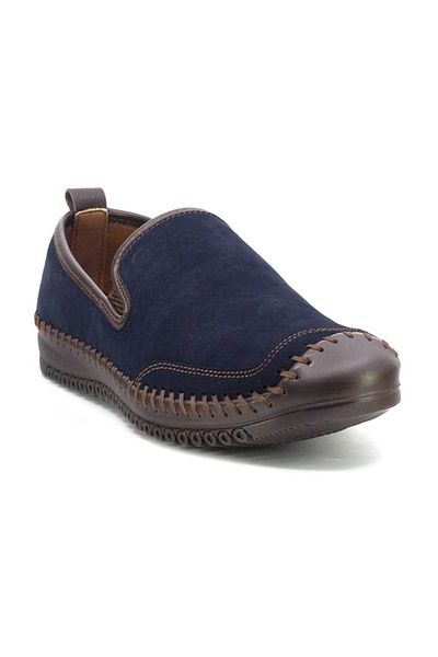 Mammamia D20ya-7000 Laceless Men's Leather Shoes - Navy Blue - 44