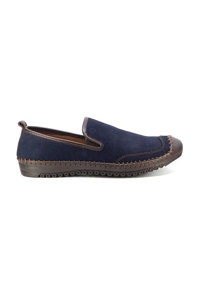Mammamia D20ya-7000 Laceless Men's Leather Shoes - Navy Blue - 44