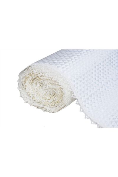 Kaizen Carpet White 60 Cmx10 Mt Leather Satin Luxury Quilted French Guipure Detailed Shelf Drawer Cover Free Overlock