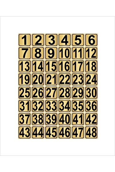 Özarslan Dizayn Ușă metalică, masă, dulap Număr 4cmx4cm 48 bucăți (1…48) Metal de culoare aurie