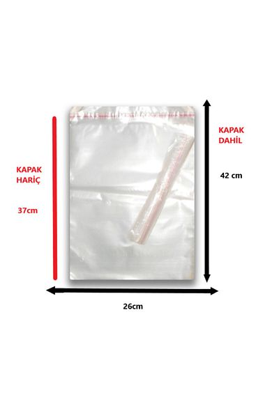 JokeyAmbalaj 100 Pieces (26x37+5) Opp Gelatin Taped Adhesive Nylon Bag
