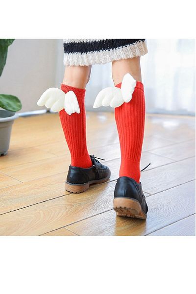 Asa Bebek Çocuk Angel Wings Baby Girl Red Knee Socks Baby Angel Socks