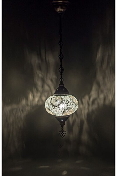 GiftlandCollection Vitray Tek Zincir Avize Mozaik Lamba