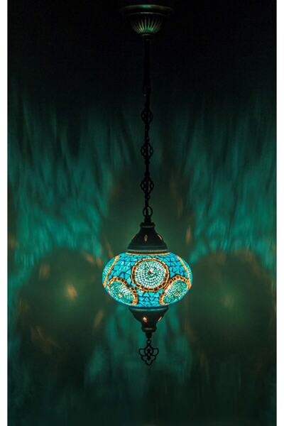 GiftlandCollection Vitray Tek Zincir Avize Mozaik Lamba