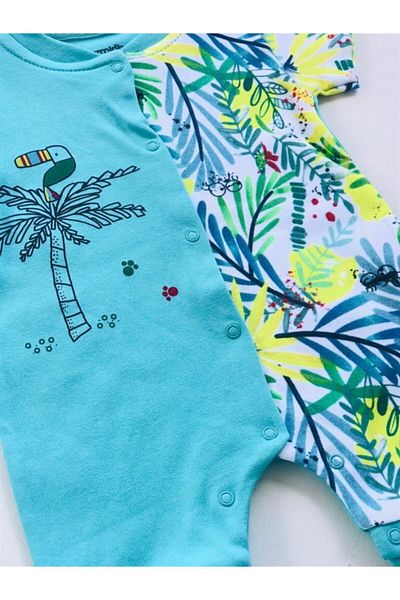 Carmin Baby Unisex Green Blue Palm Tree Bodysuit