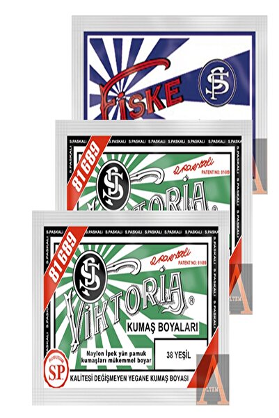 Viktoria Kumaş Boyası 2 Pkt. Yeşil+1 Pkt. Sabitleyici Fiske