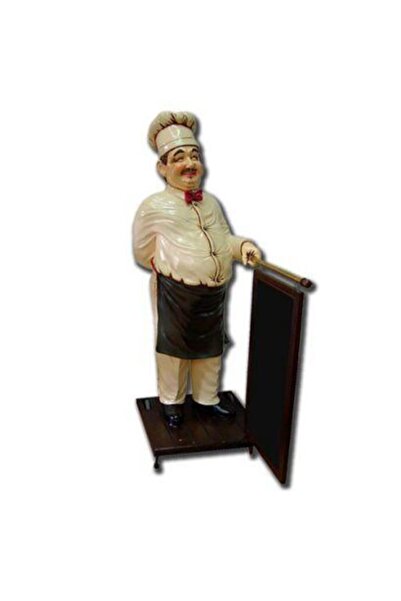 Ems Restoran Için Günün Menüsünü Tutan Aşçı Heykeli