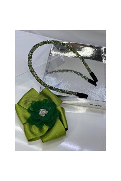 QUEEN AKSESUAR Yağ Yeşili Çiçek Broşlu Luxury Anne Kız Çocuk Tak Çıkar Taç