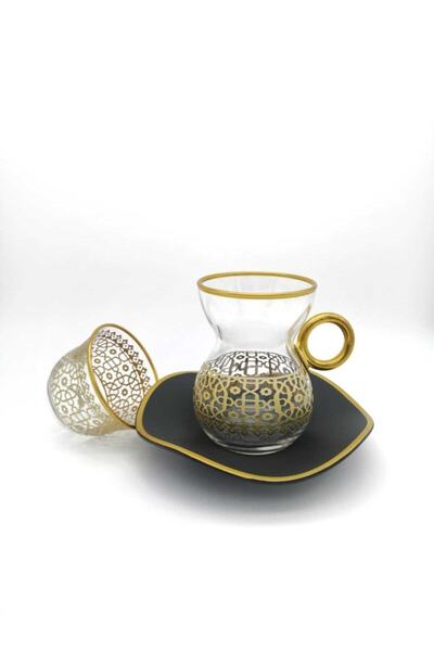 ÖzcamKristal 18 Parça 6 Kişilik Dekoratif Çay Takımı