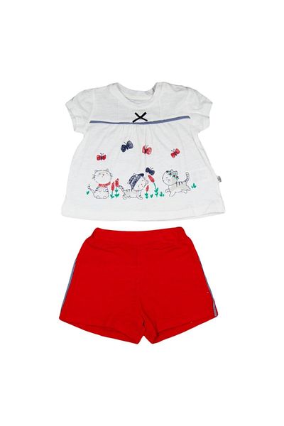 Tongs Baby Cute Kittens 2-Piece Shorts Baby Set 2553