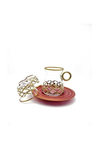 ÖzcamKristal 18 Parça 6 Kişilik Kesme Dekorlu Çay Takımı