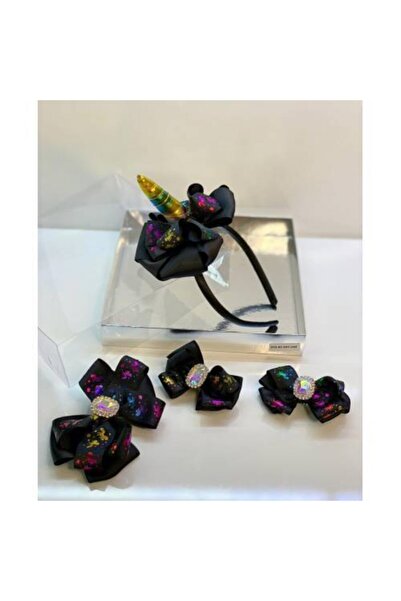 QUEEN AKSESUAR Чорний 4-компонентний набір з кришталевими камінцями, з єдинор...