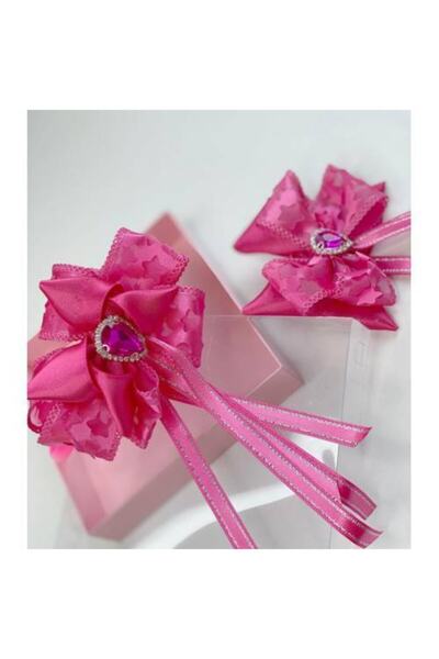 QUEEN AKSESUAR Σετ αγκράφες κορώνας δώρου με σχέδιο αστεριού σε ροζ νέον 2 τε...