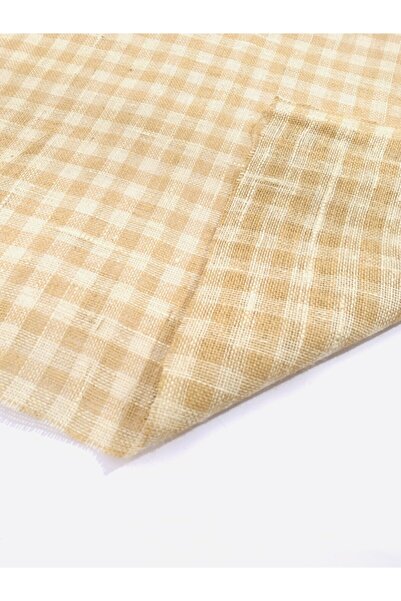 Doğal Atölye Ekoseli Jüt Dekoratif Kumaş Kanaviçe Çuval Kumaşı En 120 cm - 1 Mt