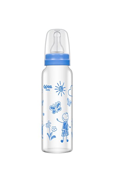 Wee Baby Isıya Dayanıklı Cam Biberon 240 ml - Mavi