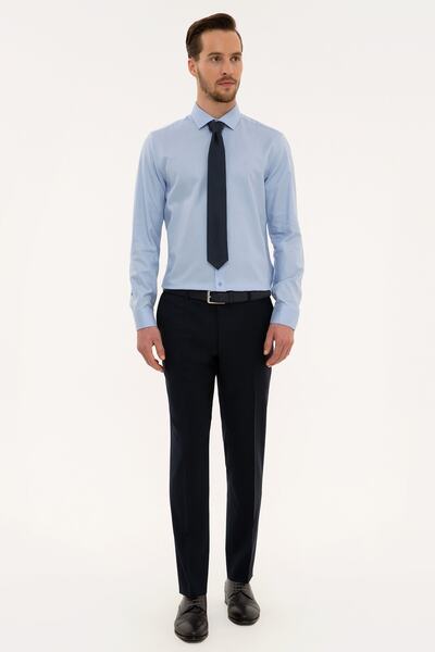 Pierre Cardin Ανοιχτό μπλε πουκάμισο Dobby Slim Fit