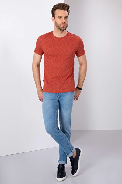 Pierre Cardin Kiremit Slim Fit Bisiklet Yaka T-Shirt