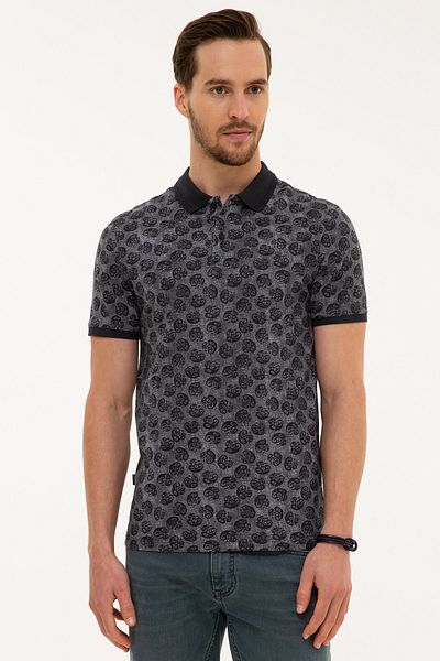 Pierre Cardin Μαύρο Slim Fit Polo T-Shirt με λαιμόκοψη