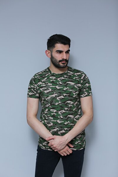 SİBER OUTDOOR Supreme Kamuflaj T-shirt Erkek Sıfır Yaka