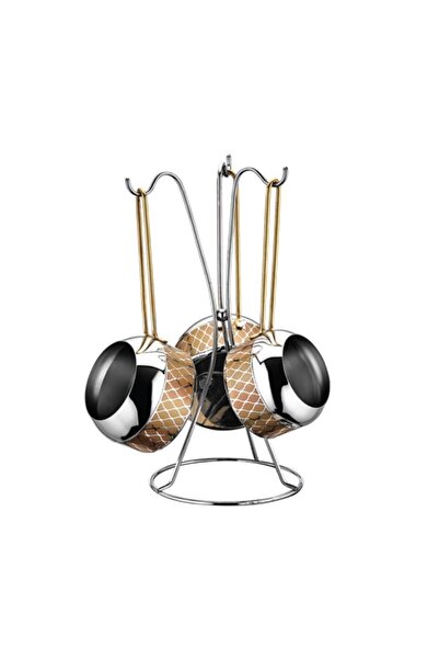 SILA Hüma 823 4 Parça Dekorlu Gold Cezve Takımı