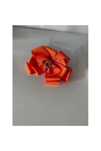 QUEEN AKSESUAR Orange Crystal Stoned Mother Girl Baby Gift Clip Buckle