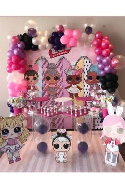MERİ PARTİ Lol Doll Concept Birthday Balloon And Balloon Chain Lol Doll