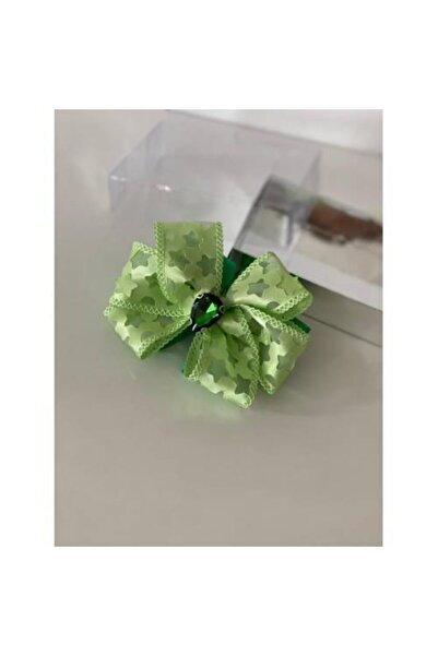 QUEEN AKSESUAR Green Drop Jewelled Star Patterned Mother Girl Baby Gift Clip Buckle