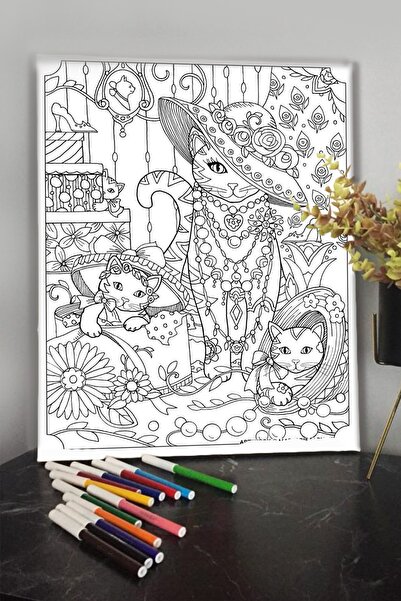 KanvasSepeti 40x30cm Çocuklar Için Guaj,akrilik,keçeli,sulu Boya Ile Boyanabi...