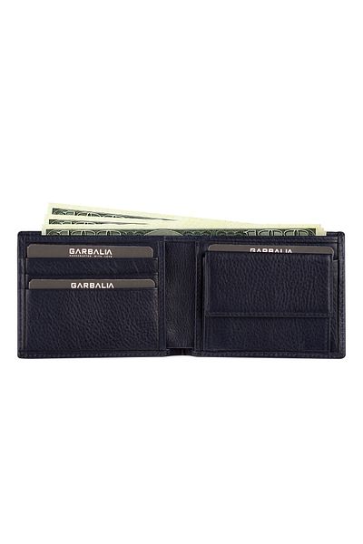 Garbalia Chapel Genuine Leather Classic Navy Blue Men's Wallet with Coin Compartment