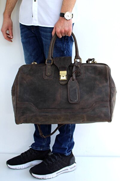 LYDOS BAG Ivo Retro Koyu Kahve Hakiki Deri Valiz