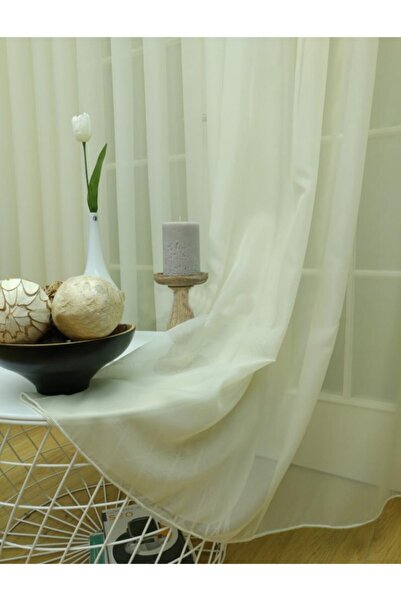 Esse Home Ecru Tergal Plain Tulle Curtain, 100x260, Sparse Pleat, 1/2