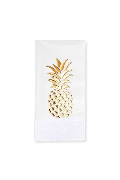 Story 33 × 33 سم مناديل ورقية بيضاء اللون بنمط أناناس ذهبي للحفلات الاستوائية...