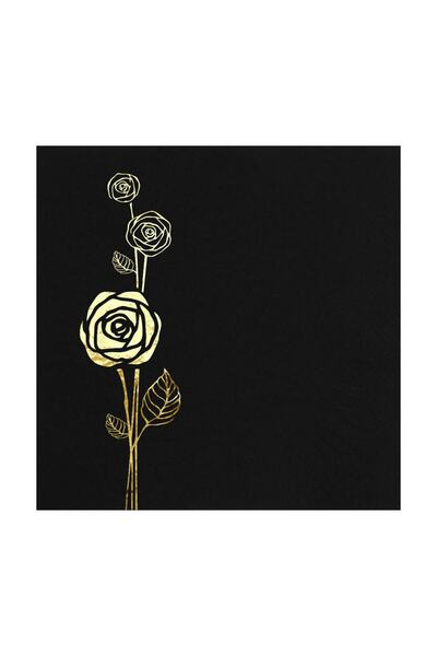 Story مناديل ورقية ملونة باللون الأسود منقوشة بأوراق الشجر الذهبية 16 قطعة 33...