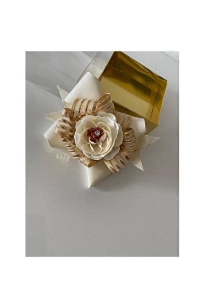 QUEEN AKSESUAR Cream Ribbon Ribbon Artificial Rose Clip Buckle
