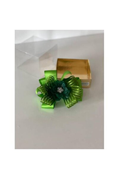 QUEEN AKSESUAR Cataramă cu clemă cu broșă floare cu panglică verde