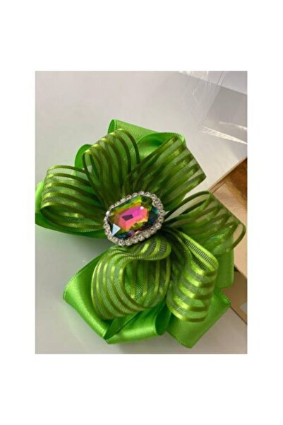 QUEEN AKSESUAR Green Ribbon Crystal Stone Clip Buckle