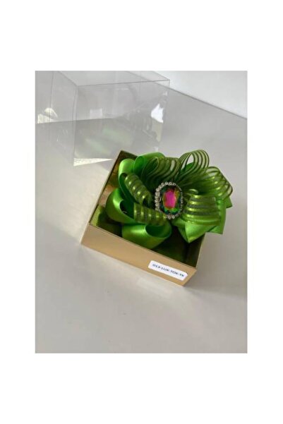 QUEEN AKSESUAR Green Ribbon Crystal Stone Clip Buckle