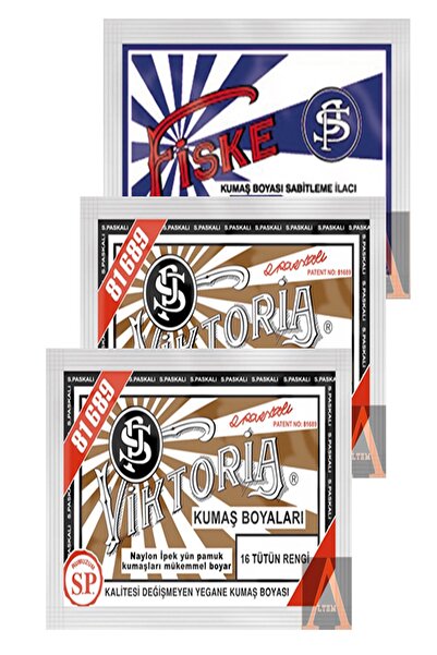 Viktoria Kumaş Boyası 2 Pkt. Tütün Rengi+1 Pkt. Sabitleyici Fiske