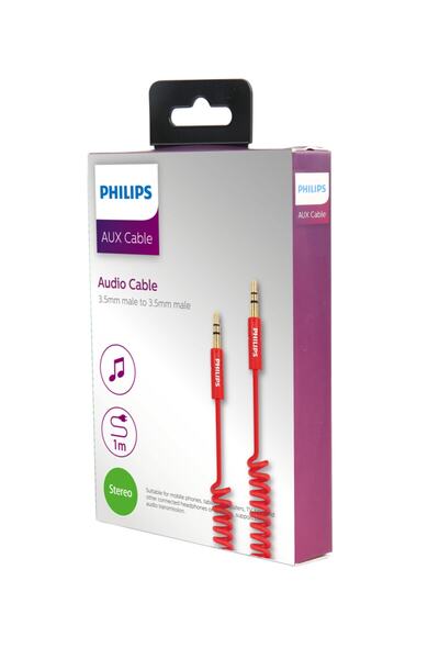 Philips Swr2102/93 3.5 Mm Jack Spiral Aux Ses Kablosu - 1 mt