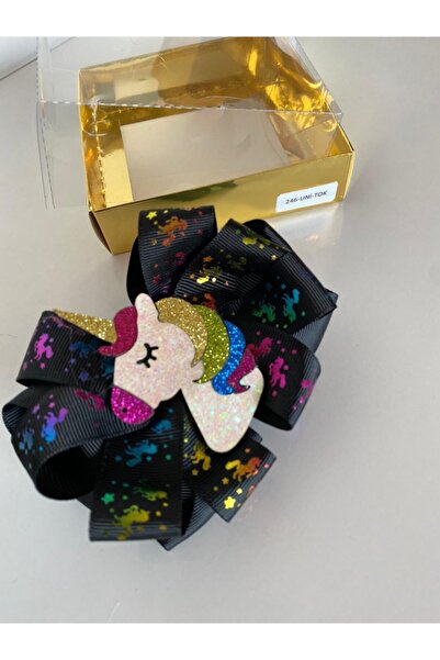 QUEEN AKSESUAR Siyah Simli Parlak Unicornlu Kız Çocuk Bebek Doğum Günü Hediye...