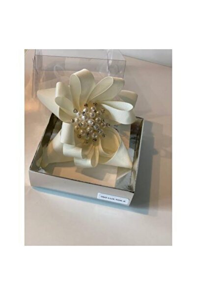 QUEEN AKSESUAR Cream Pearl Stoned Mother Girl Baby Gift Clip Buckle