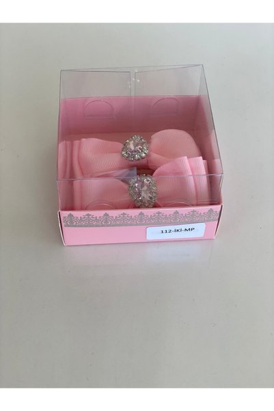 QUEEN AKSESUAR Pink 2-Piece Crystal Stoned Girl's Baby Girl's Collar Buckle