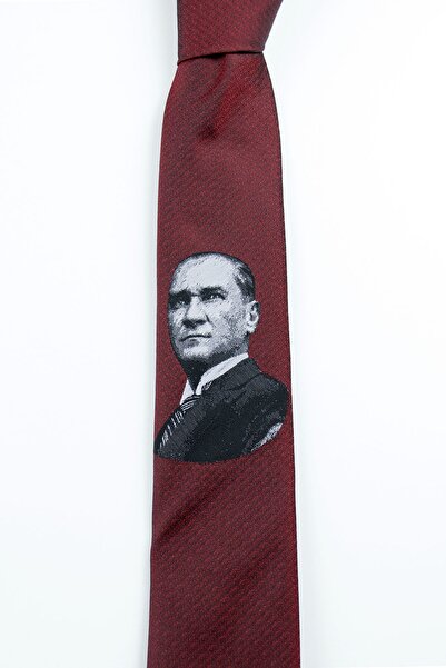 Gaffy Bordo Renk Atatürk Porteli Kravat