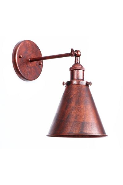 demet habek mylights S Copper Antique Conical Retro Rustic Sconce with E27 Lampholder