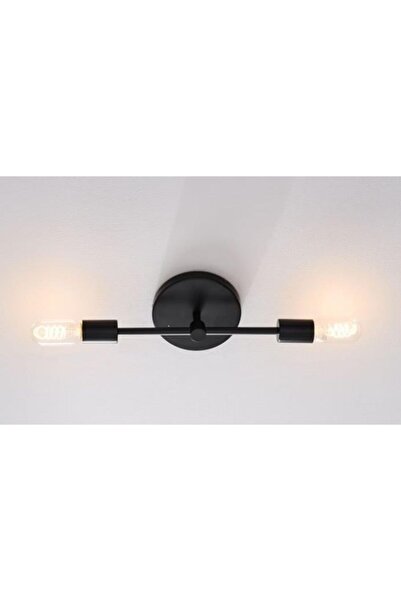 Rsylight Retro Metal Siyah 2 Li Tavan Plofyoner Rustik Avize