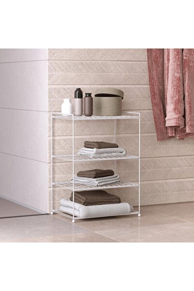 Teknotel Dört Katlı Metal Raf Ayakkabılık Havluluk Beyaz Eg206