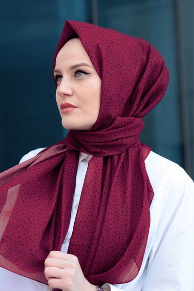 Stella Scattered Polka Dot Pattern Shawl 72x180 cm Dark Rose