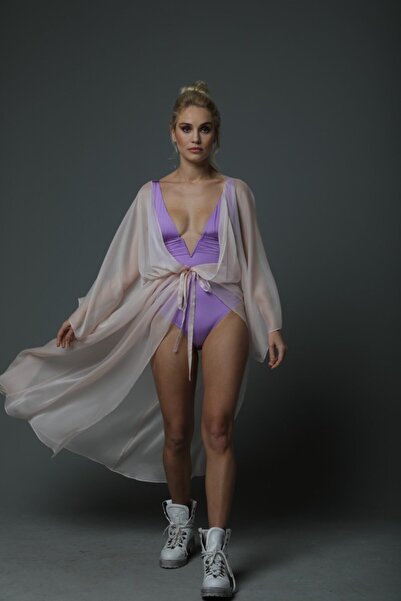 Pembe Şifon Kimono