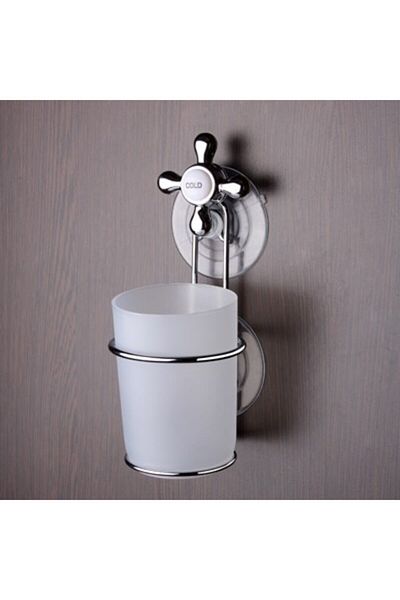 Ün-Ev Chrome Plated Metal Vacuum Bathroom Hanging Toothbrush Holder 18 X 7 Cm