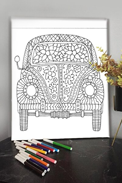 KanvasSepeti Araba 2 40x30cm Çocuklar Için Özel Boyanabilir Tablo Tuval Mandala Kalem Hediyesi Yoktur.